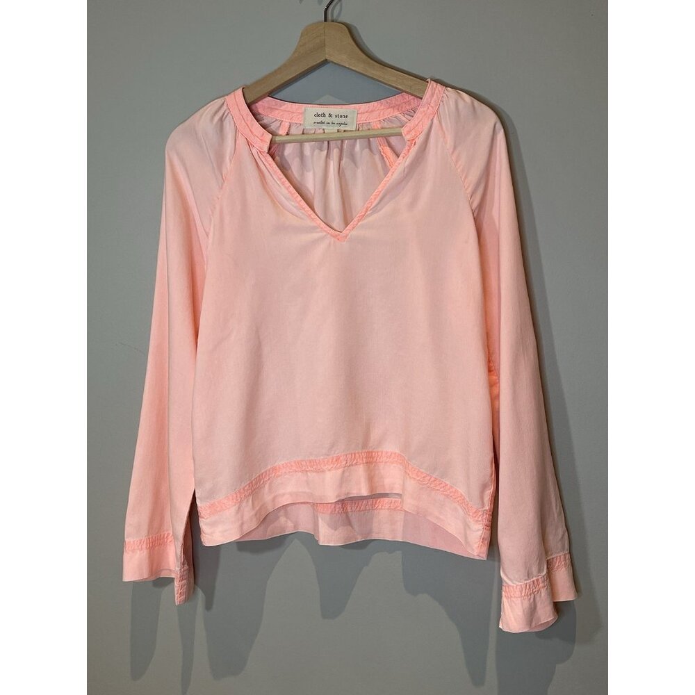Anthropologie Cloth and Stone Women’s XS blouse top V Neck Long Sleeves Pink - Picture 1 of 8
